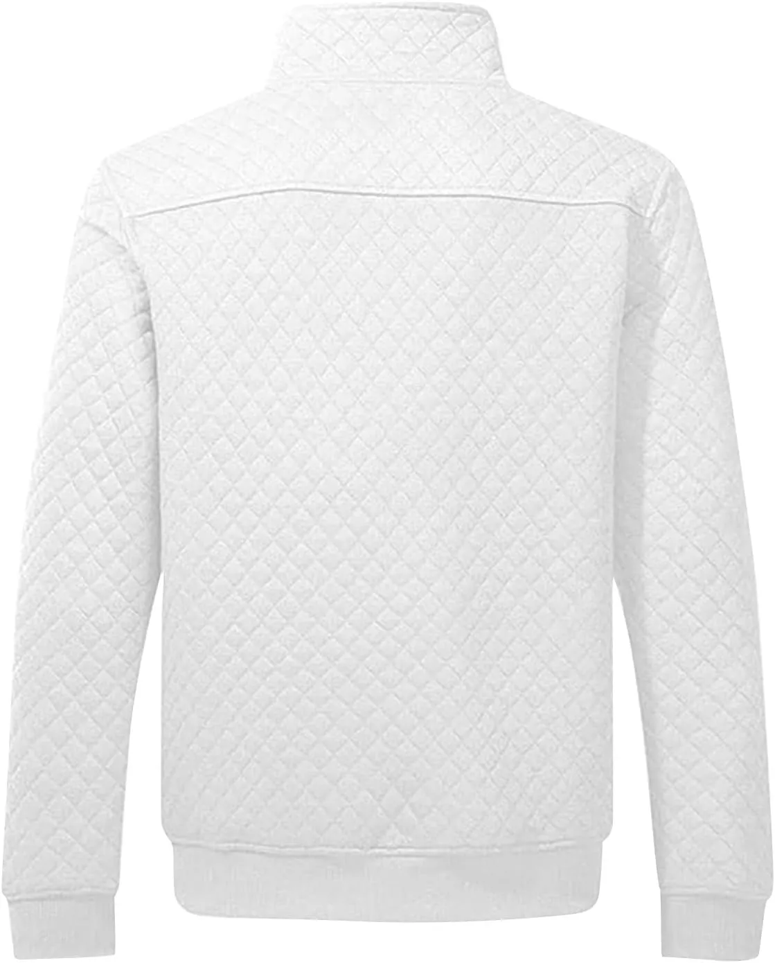Men's Quilted Sweatshirt Fall Casual Long Sleeve Outdoor Stand Collar Button Pullover Sweatshirts with Pockets