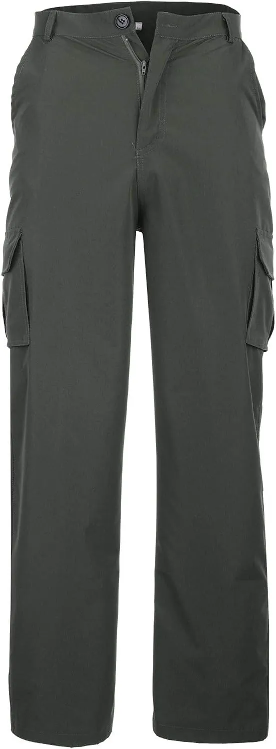 Mens Relaxed-Fit Cargo Pants Multi Pocket Stretch Elastic Waist Drawstring Combat Work Joggers Sweatpants Plus Size