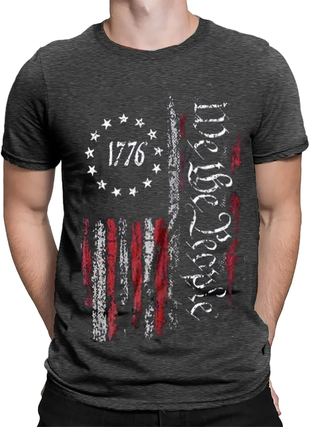 Mens Shirts Casual Short Sleeve Flag T Shirts Fashion Graphic Tee Top
