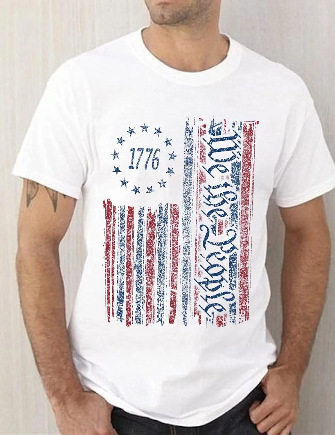 Mens Shirts Casual Short Sleeve Flag T Shirts Fashion Graphic Tee Top