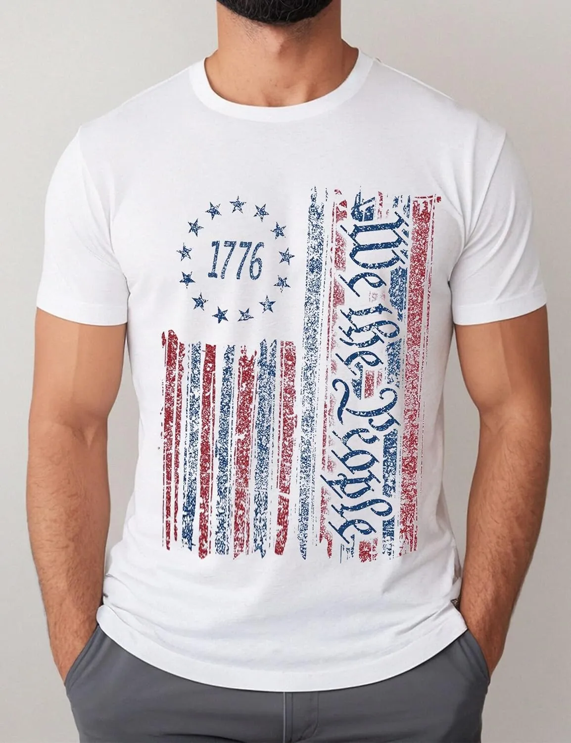 Mens Shirts Casual Short Sleeve Flag T Shirts Fashion Graphic Tee Top