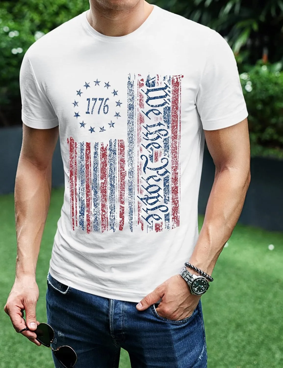 Mens Shirts Casual Short Sleeve Flag T Shirts Fashion Graphic Tee Top