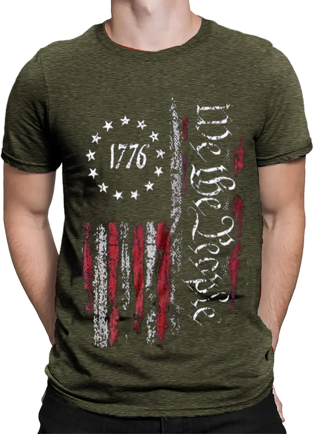 Mens Shirts Casual Short Sleeve Flag T Shirts Fashion Graphic Tee Top