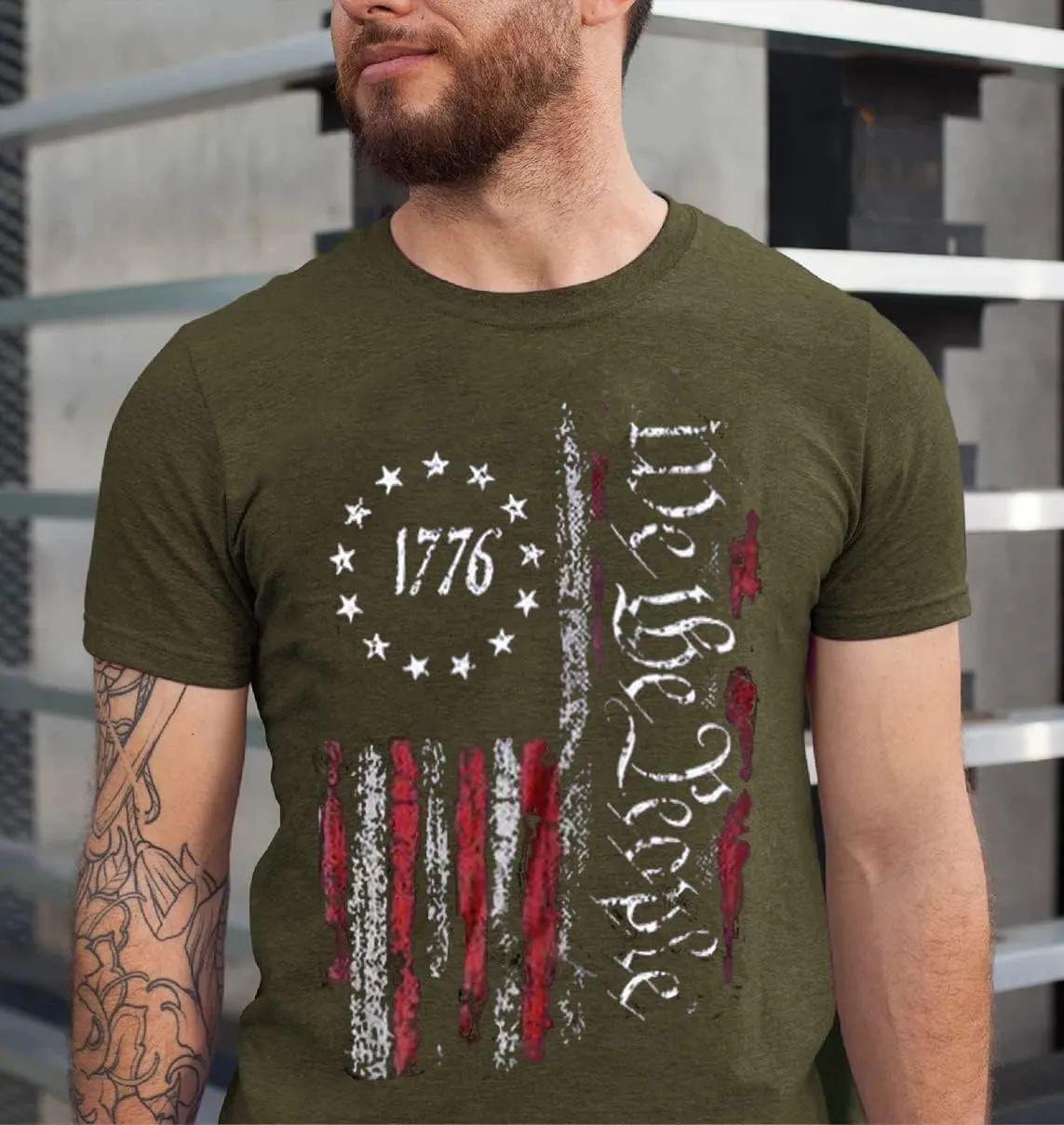 Mens Shirts Casual Short Sleeve Flag T Shirts Fashion Graphic Tee Top