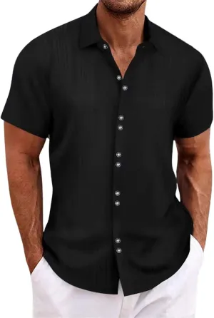 Men's Short Sleeve Button Down Shirt Summer Casual Lightweight Hipster Beach Wedding Shirts Stylish Hawaiian Tops