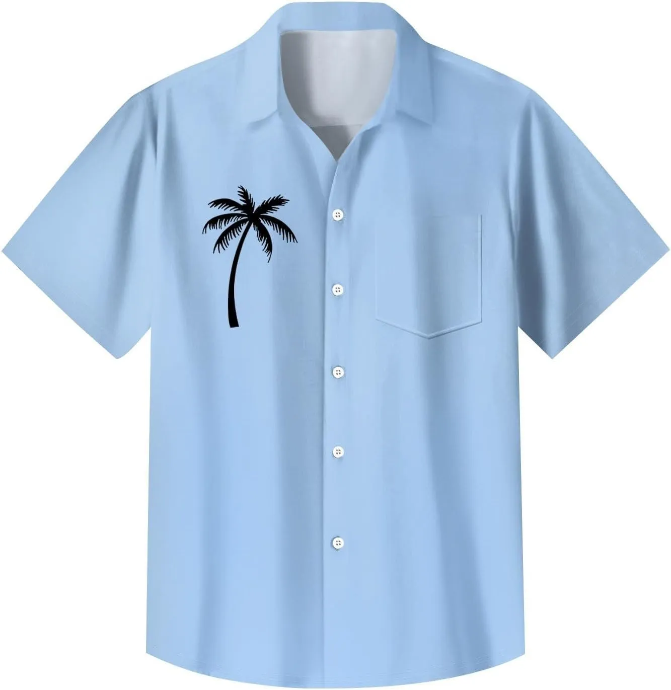 Men's Short Sleeve Button Up Hawaiian Shirt 1950s Vintage Tropical Palm Holiday Beach Shirts Lightweight Quick Dry Top