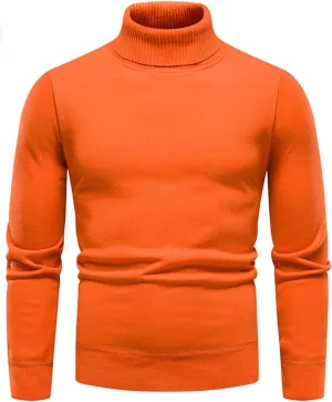 Men's Slim Fit Turtleneck Knit Pullover Sweater Men Slim Fit Long Sleeve Knitted Jumper Tops Mens Solid Thick Knitwear