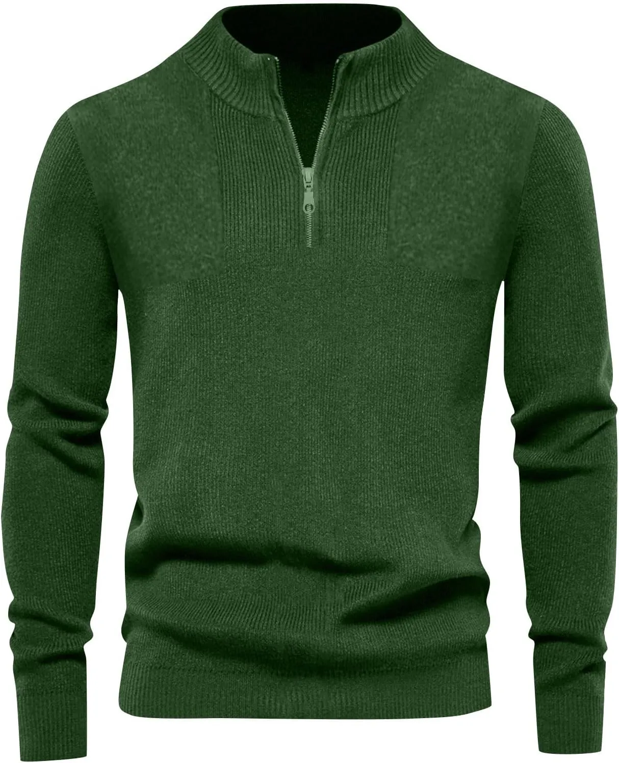 Men's Soft Sweaters Quarter Zip Pullover Sweatshirt Mock Neck Polo Sweater Casual Pullover Sweater with Ribbing Edge