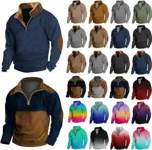 Men's Sports Shirts 1/4 Zip Pullover Vintage Sweater Long Sleeve Running Workout Tops Sweatshirt
