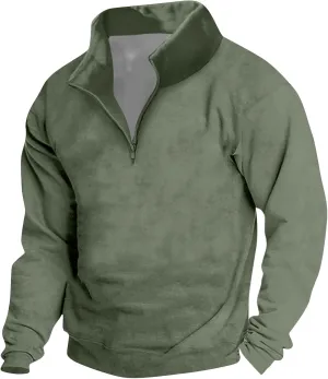 Men's Sports Shirts 1/4 Zip Pullover Vintage Sweater Long Sleeve Running Workout Tops Sweatshirt
