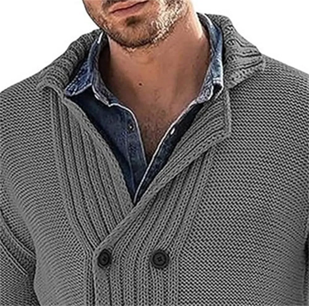 Mens Stand Collar Cardigan Sweaters Long Sleeve Knit Casual Textured Sweaters Button Down Knit Overcoat