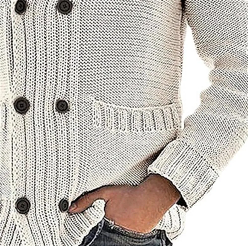 Mens Stand Collar Cardigan Sweaters Long Sleeve Knit Casual Textured Sweaters Button Down Knit Overcoat