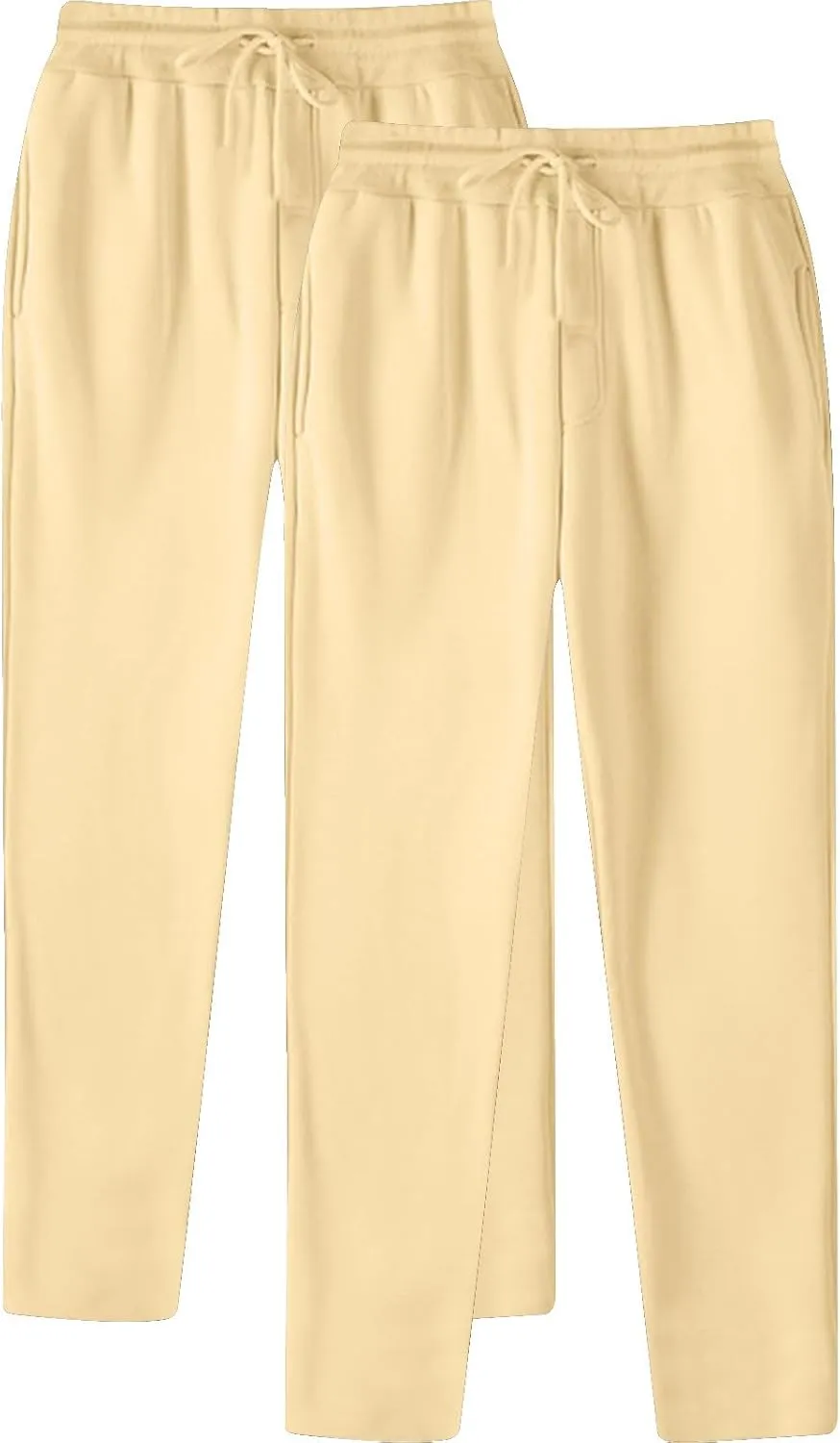 Mens Sweatpants 2 Pack Joggers Open-Bottom Casual Fleece Lined Elastic Waist Drawstring Workout Pants with Pockets