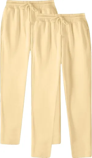 Mens Sweatpants 2 Pack Joggers Open-Bottom Casual Fleece Lined Elastic Waist Drawstring Workout Pants with Pockets
