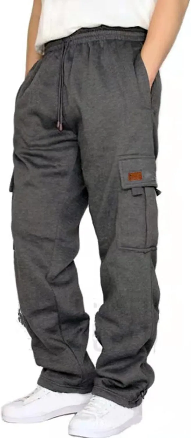 Men's Sweatpants Baggy Jogger with Pocket Drawstring Bottom Opening Sweatpants Outdoor Athletic Hiking Pants