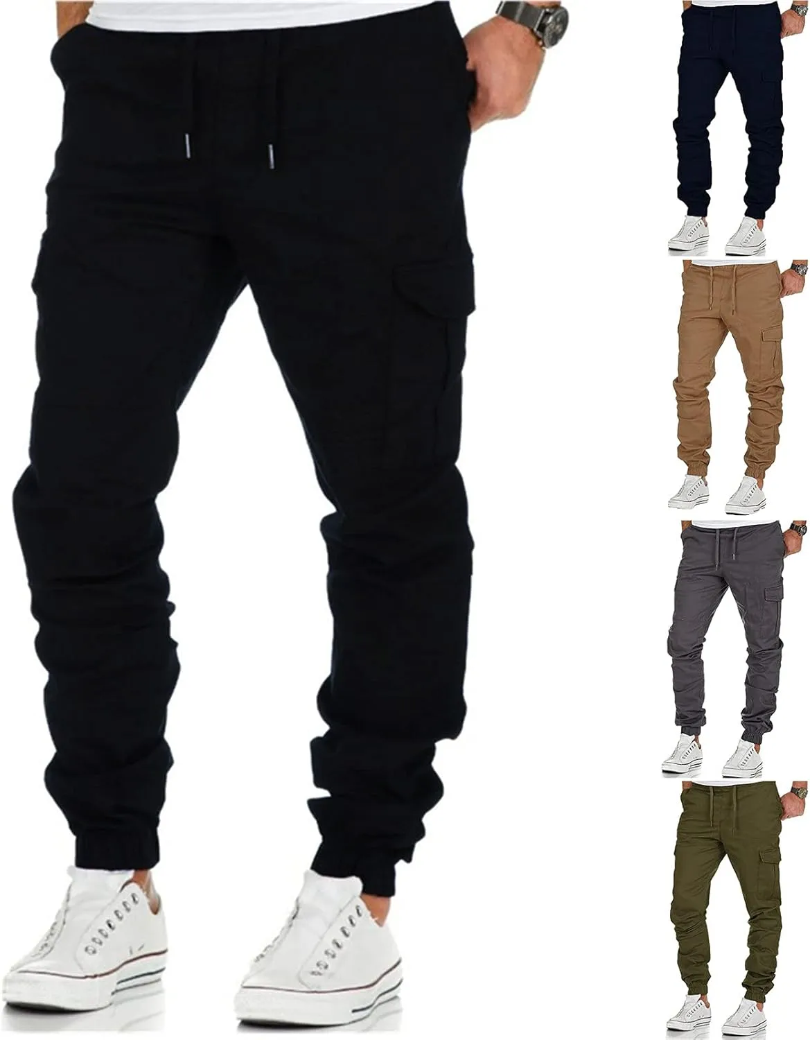 Mens Sweatpants with Pockets Big and Tall Cargo Pants Black Camo Cargo Pants Men All Season Fit Pant Casual All Solid