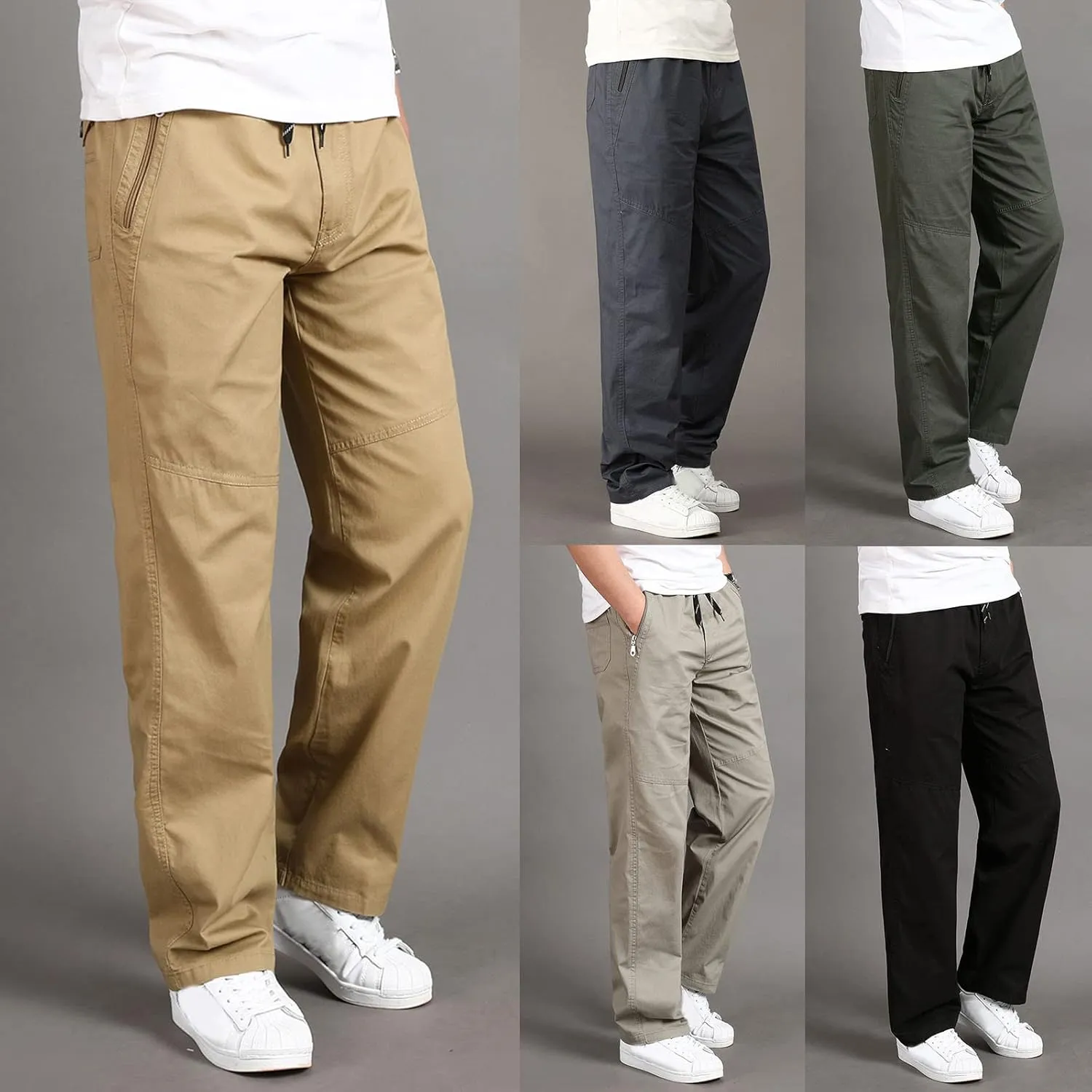 Mens Sweatpants with Pockets Big and Tall for Jogging Running Exercise Gym Workout Mens Zip Joggers Pants Casual Gym