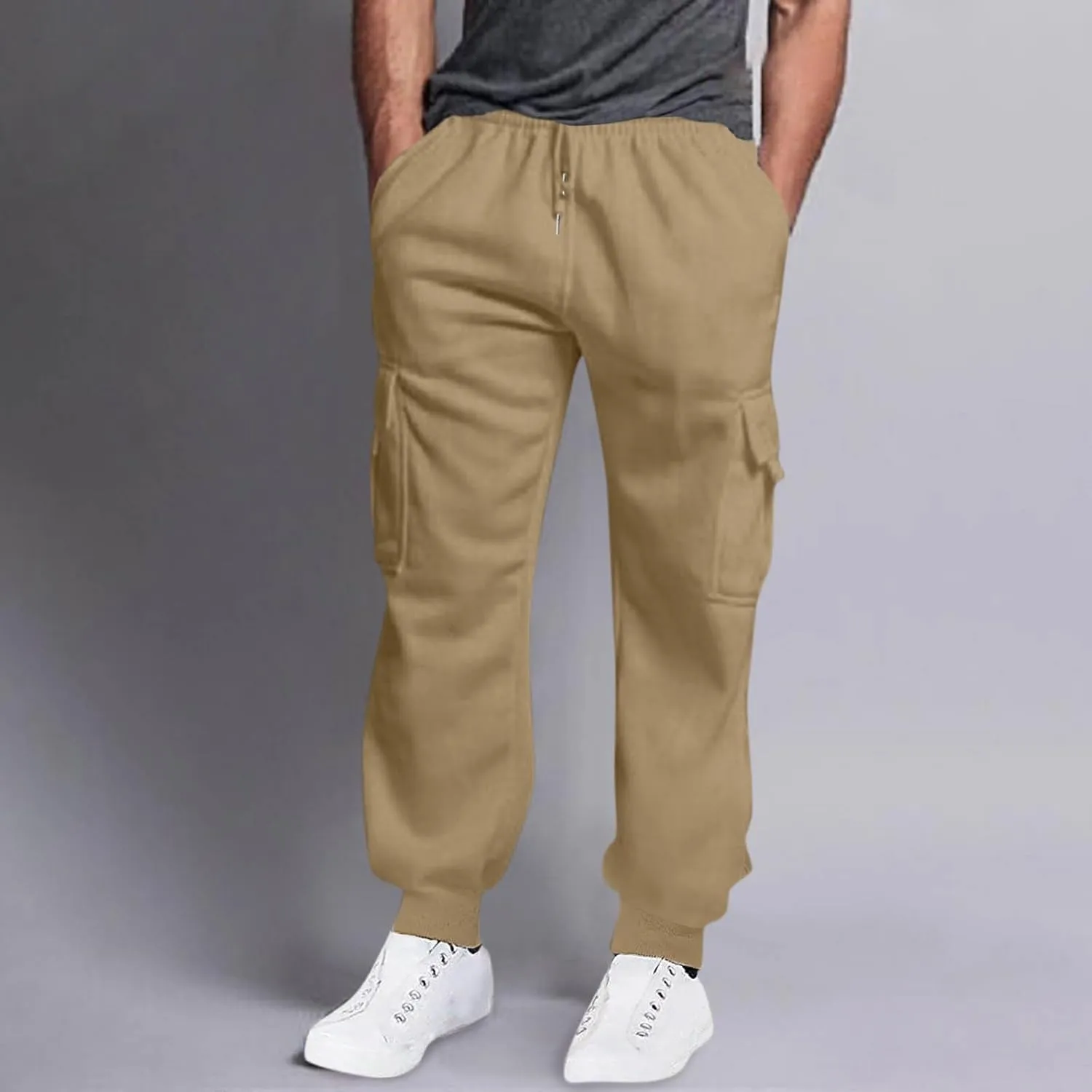 Mens Sweatpants with Pockets Big and Tall Pant Fleece Liend Pants Hiking Drawstring Joggers Cargo Pant Men Pants Hiking