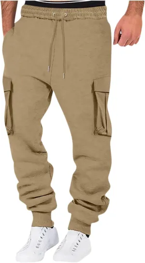 Mens Sweatpants with Pockets Big and Tall Pant Fleece Liend Pants Hiking Drawstring Joggers Cargo Pant Men Pants Hiking
