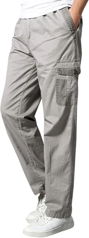 Mens Sweatpants with Pockets Big and Tall Pants Casual Color Solid Men's Trousers Leggings Multi-Pocket Pants Tooling