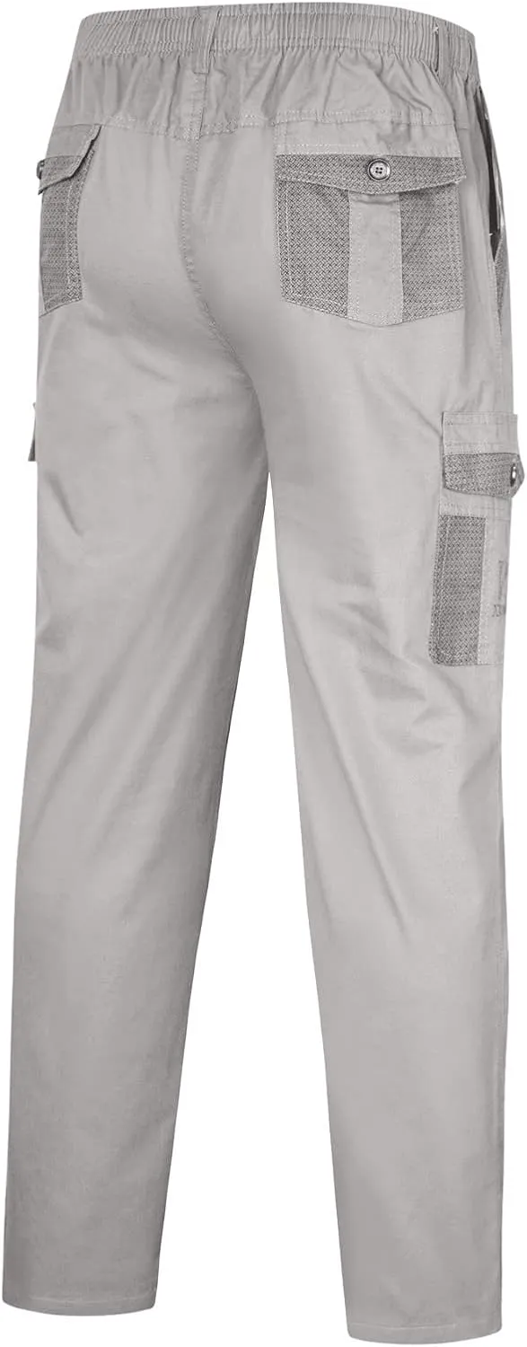 Mens Sweatpants with Pockets Big and Tall Pants Casual Color Solid Men's Trousers Leggings Multi-Pocket Pants Tooling