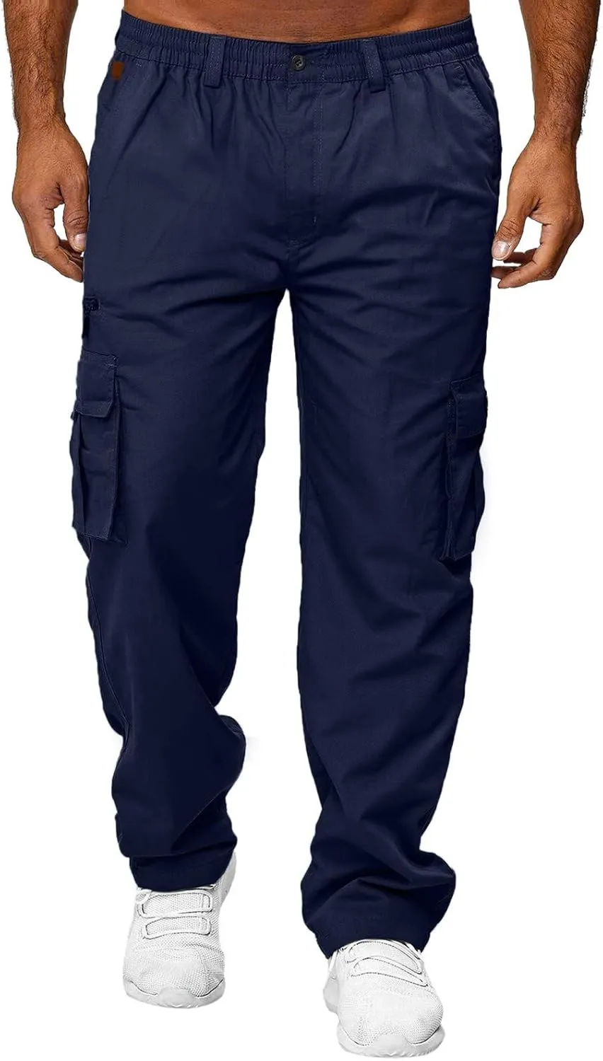Mens Sweatpants with Pockets Big and Tall Pants Men's Tech Fleece Active Athletic Casual Open Bottom Cargo Sweatpants