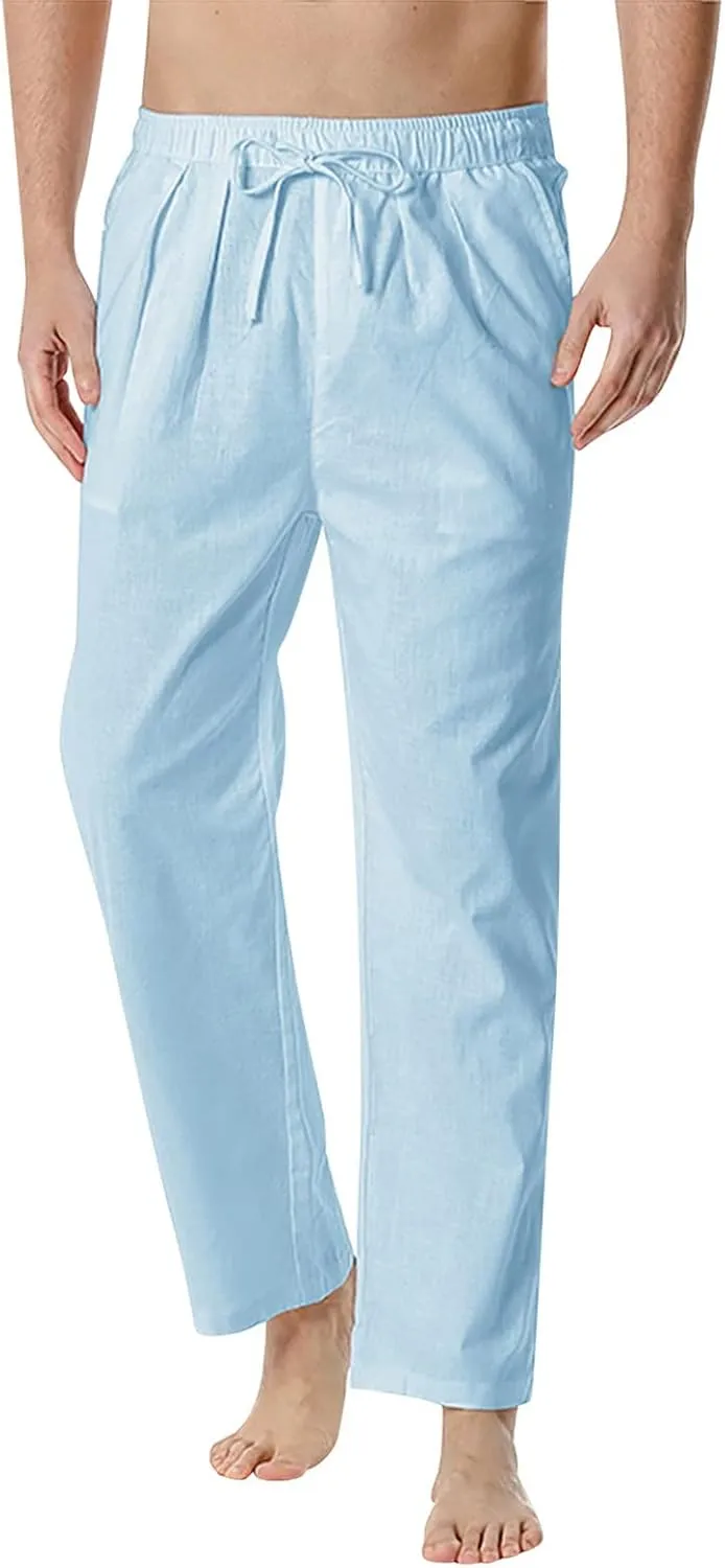 Mens Sweatpants with Pockets Big and Tall Pants Straight Leg Elastic Waist Jogger Sweatpants Fleece Cargo Sweatpants