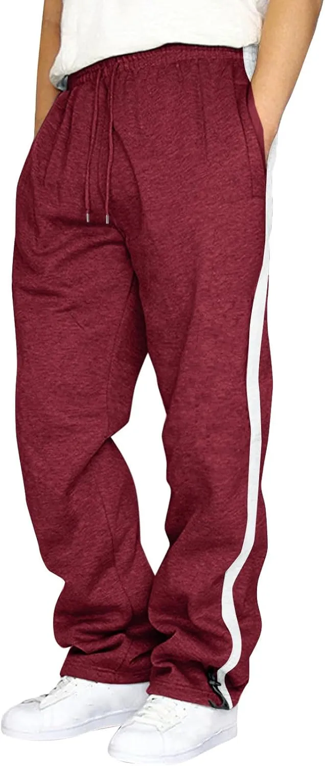 Mens Sweatpants with Pockets Big and Tall Waist Drawstring Long Pants Solid Color Pockets Casual Loose Trousers Joggers