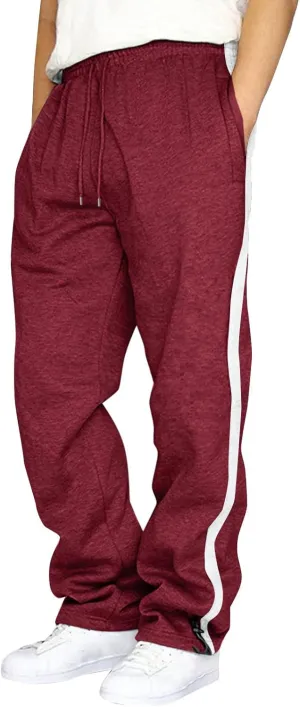 Mens Sweatpants with Pockets Big and Tall Waist Drawstring Long Pants Solid Color Pockets Casual Loose Trousers Joggers