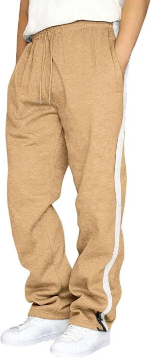 Mens Sweatpants with Pockets Big and Tall Waist Drawstring Long Pants Solid Color Pockets Casual Loose Trousers Joggers