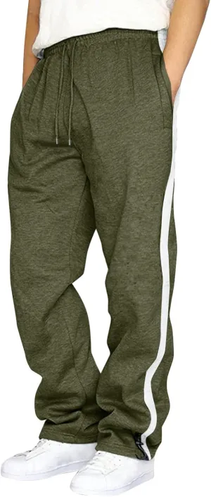 Mens Sweatpants with Pockets Big and Tall Waist Drawstring Long Pants Solid Color Pockets Casual Loose Trousers Joggers