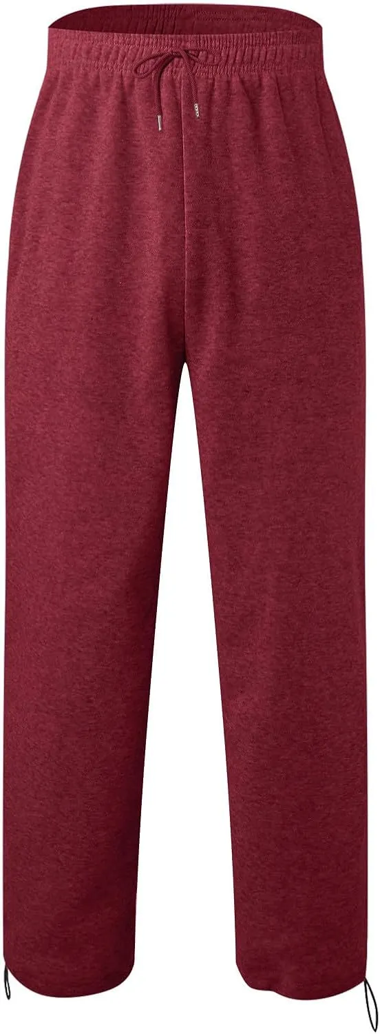 Mens Sweatpants with Pockets Big and Tall Waist Drawstring Long Pants Solid Color Pockets Casual Loose Trousers Joggers