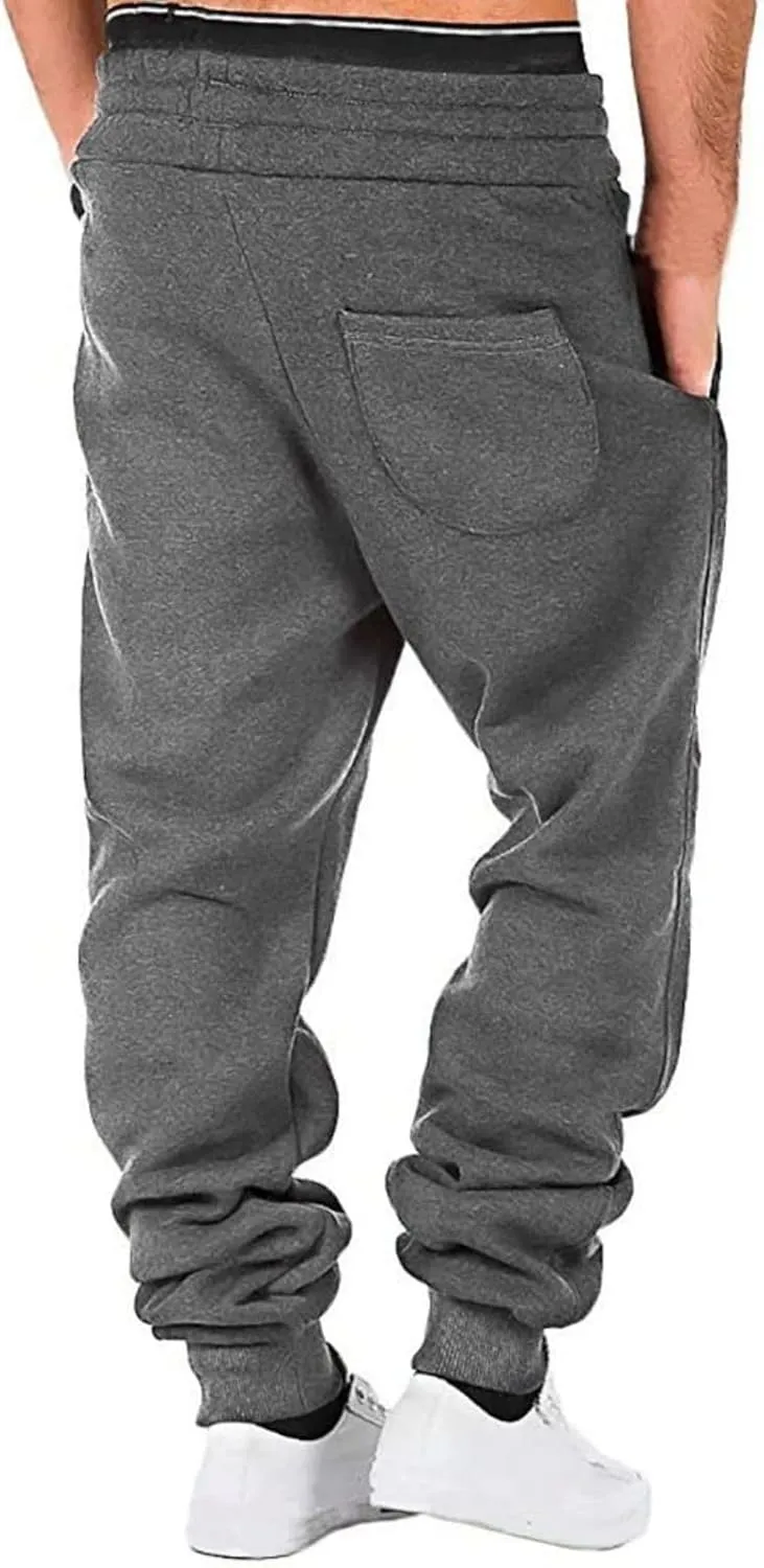 Mens Sweatpants with Pockets Elastic Waist Casual Drawstring Jogger Sweat Pant Workout Athletic Tapered Sport Trouser