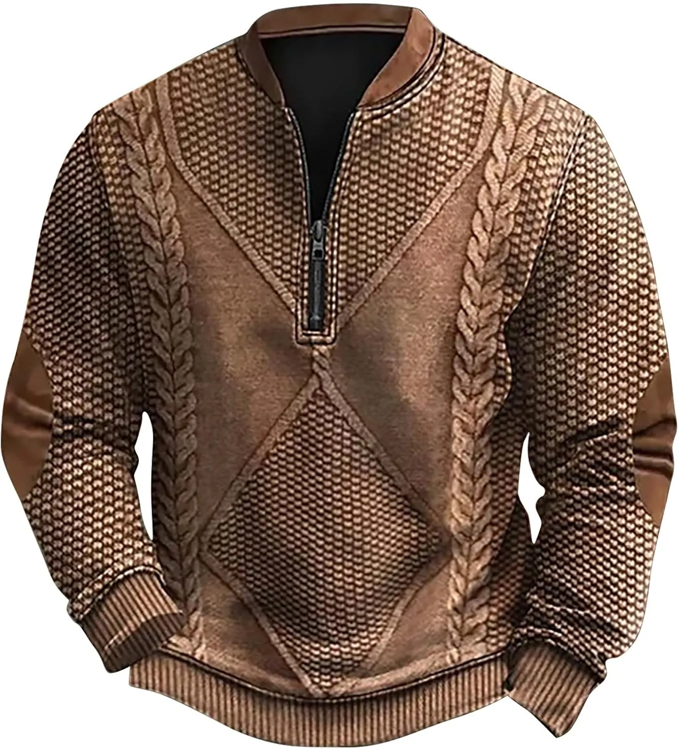 Mens Sweatshirt Lapel Collar Polo Shirt Long Sleeved Hoodie 1/4 Button Pullover Sweater Mens Zip Up Sweatshirt Cable