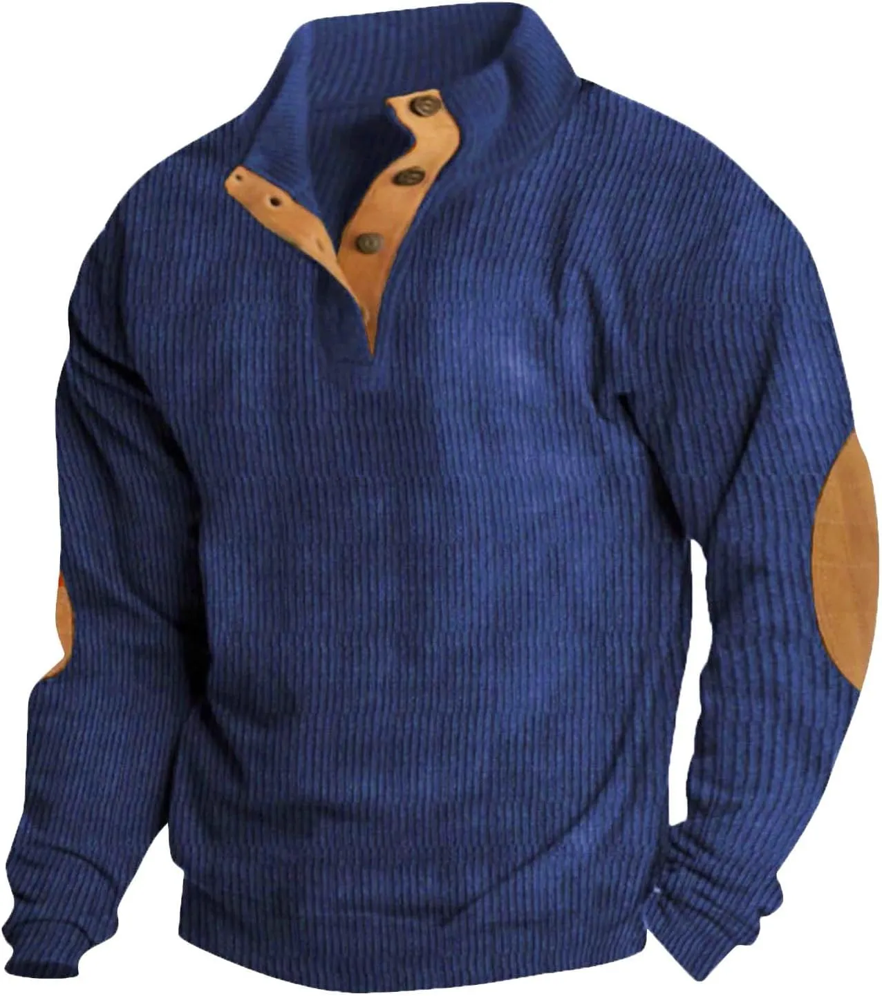 Mens Sweatshirt Long Sleeve 1/4 Button Stand Collar Men's Sweatshirts No Hood Thermal Shirt Men
