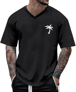 Mens T-Shirts V Neck Short Sleeve Fashion Graphic Tees Cotton Loose Casual Summer Crewneck Hipster Designer T Shirts