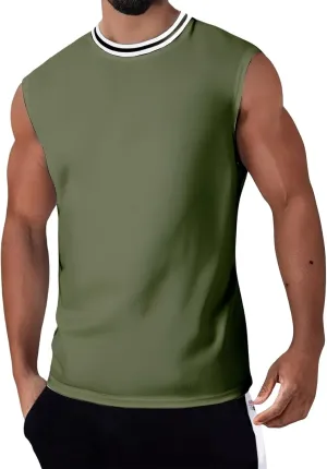 Men's Tank Top Casual Sleeveless Gym Muscle Cut Off Shirts Cotton Dry Fit Moisture Wicking Athletic Workout Shirt