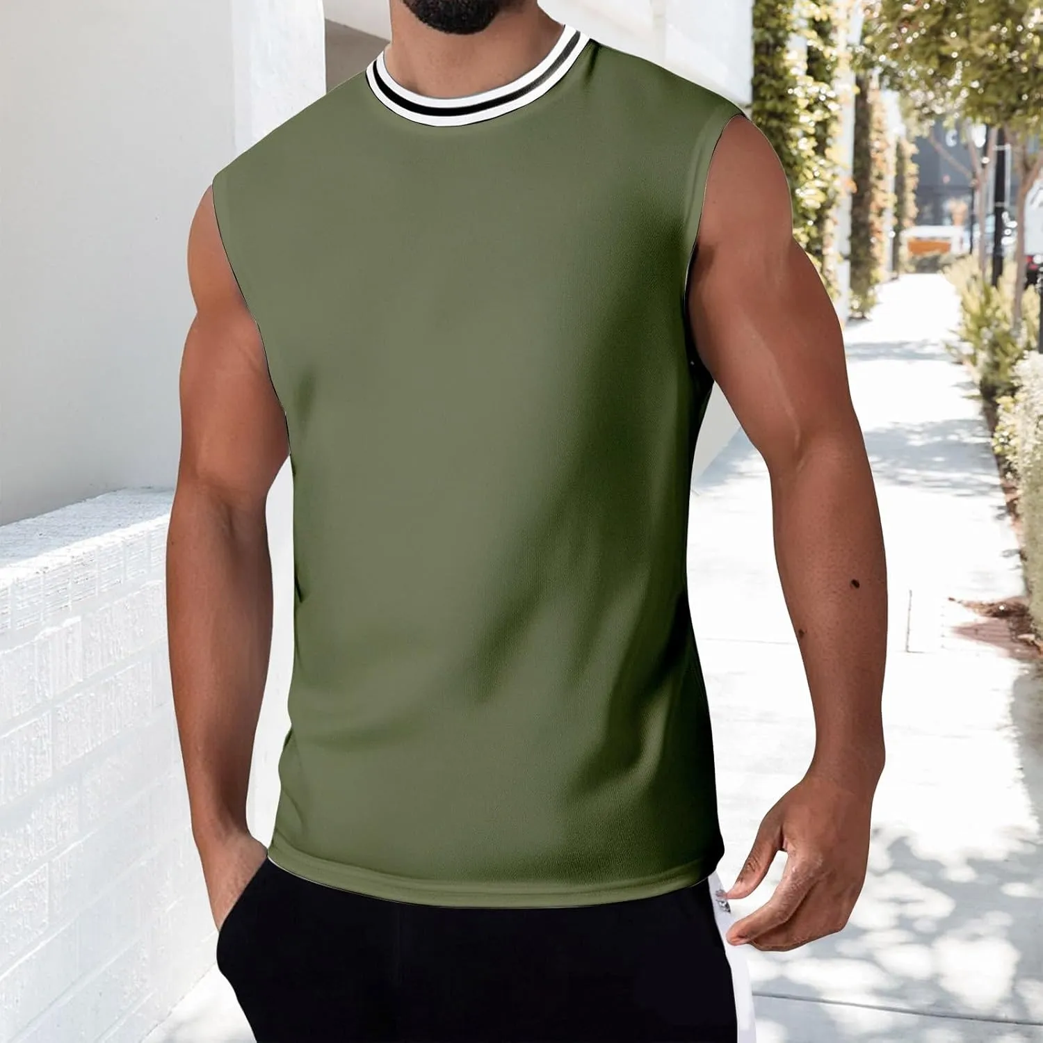 Men's Tank Top Casual Sleeveless Gym Muscle Cut Off Shirts Cotton Dry Fit Moisture Wicking Athletic Workout Shirt