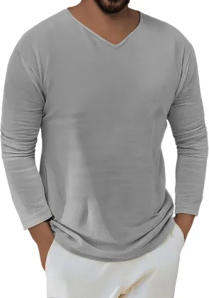 Mens V Neck Sweater, Basic Slim Fit Pullover, V-Neck Dress Sweater for Men Big & Tall Blouse Tee Tops
