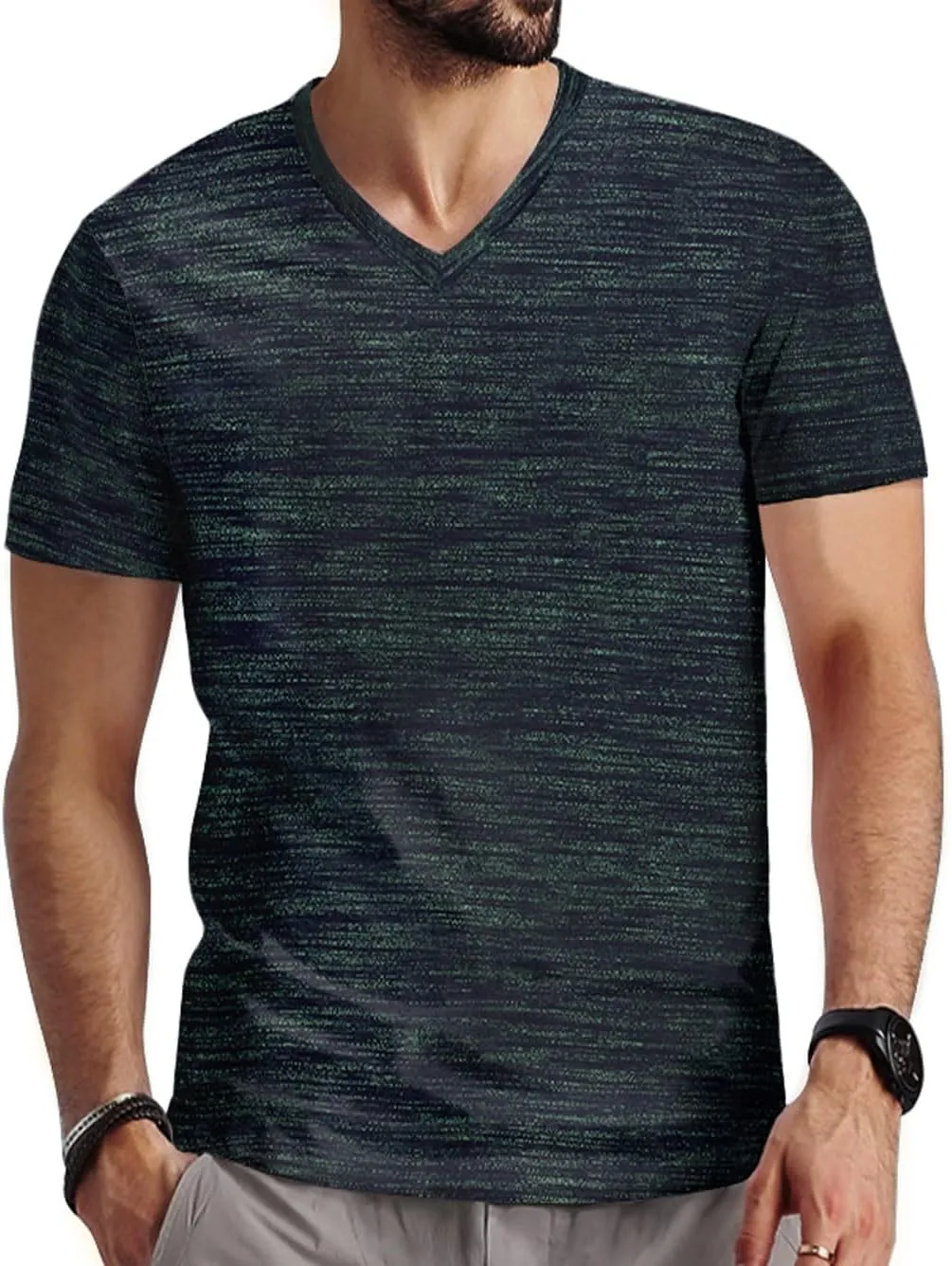 Mens V Neck T Shirts Casual Stylish Graphic Stretch Short Sleeve T-Shirt Cotton Tees Tops Shirt