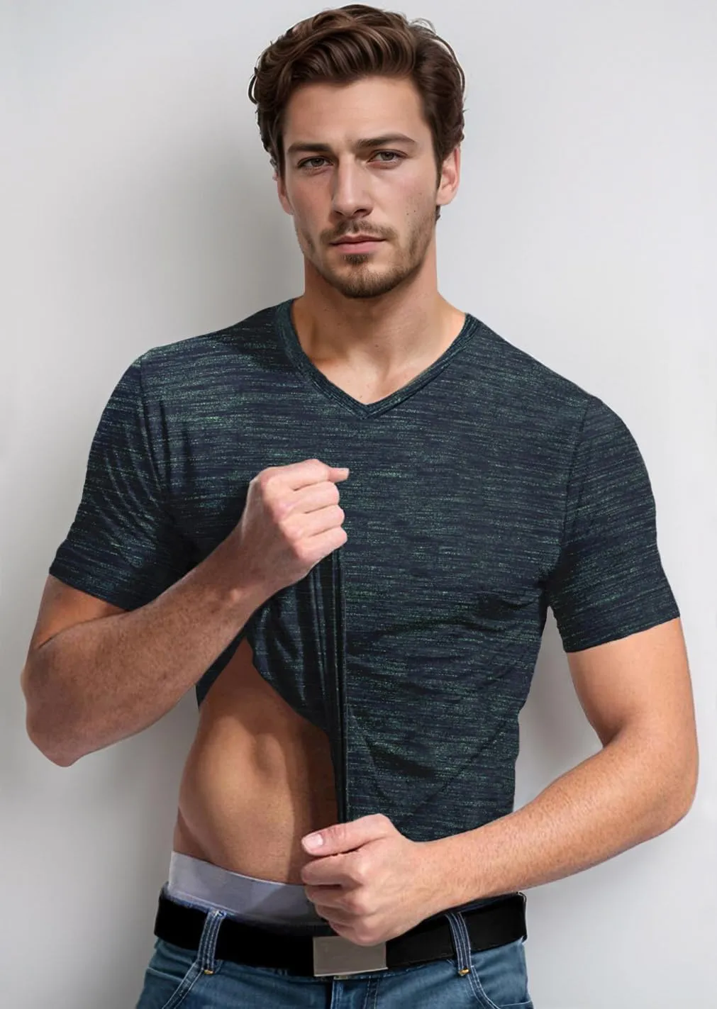 Mens V Neck T Shirts Casual Stylish Graphic Stretch Short Sleeve T-Shirt Cotton Tees Tops Shirt