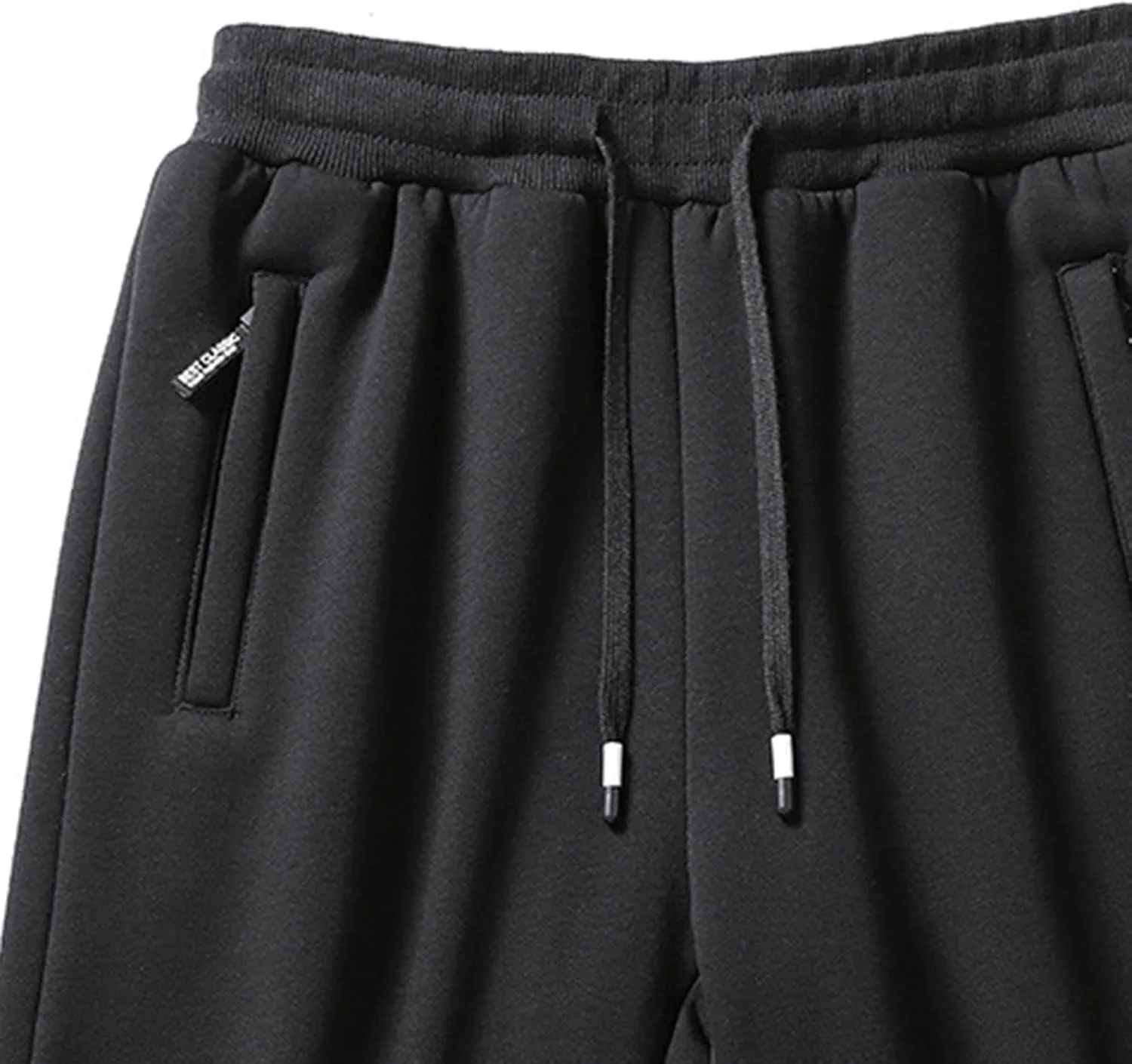 Mens Warm Fleece Sweatpants Winter Casual Joggers Pants Sherpa Lined Athletic Sweatpants with Zipper Pockets
