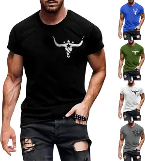 Mens Western Aztec T Shirts Vintage Graphic Tee Summer Short Sleeve Cowboy Shirts Lightweight Casual Crewneck Tops