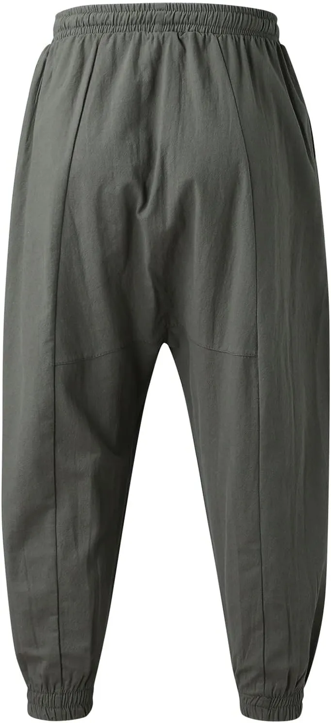 Mens Workout Cargo Sweatpants Fleece Cargo Sweatpants Relax Fit Bungee Cord Open Bottom Mens Jogger Sweatpants Men's