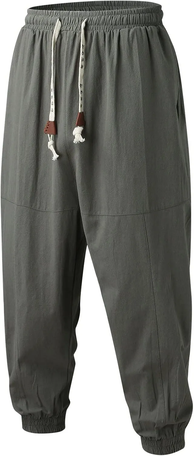 Mens Workout Cargo Sweatpants Fleece Cargo Sweatpants Relax Fit Bungee Cord Open Bottom Mens Jogger Sweatpants Men's