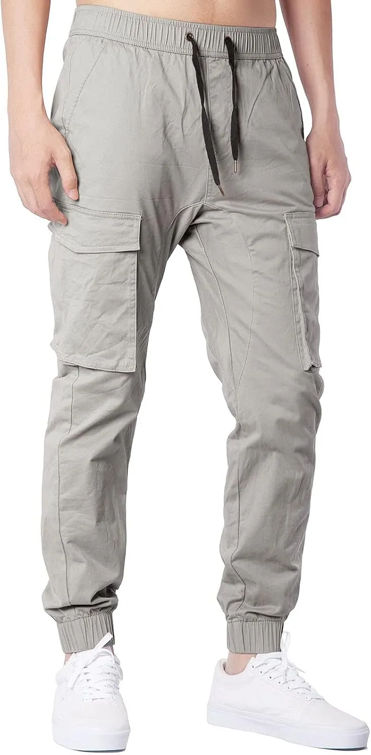 Mens Workout Cargo Sweatpants for Men Men's Cotton Casual Cargo Pants Lightweight Stretch Work Hiking Outdoor Elastic