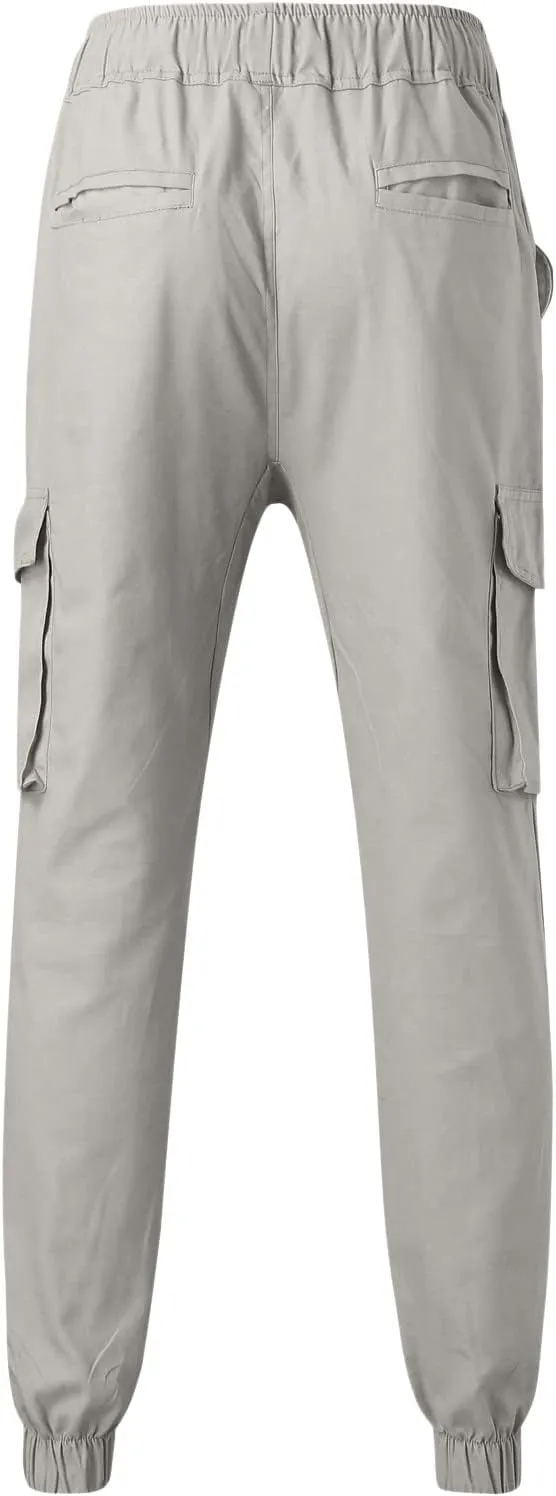 Mens Workout Cargo Sweatpants for Men Men's Cotton Casual Cargo Pants Lightweight Stretch Work Hiking Outdoor Elastic