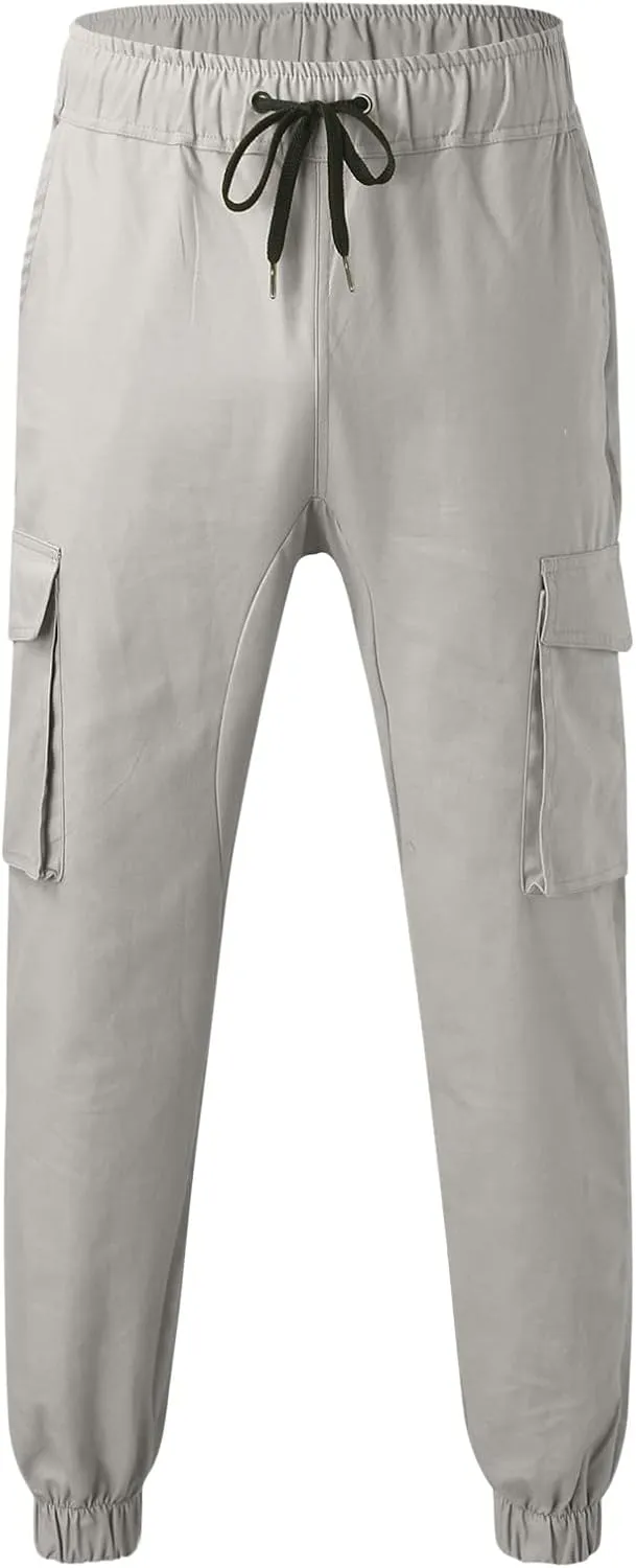 Mens Workout Cargo Sweatpants for Men Men's Cotton Casual Cargo Pants Lightweight Stretch Work Hiking Outdoor Elastic