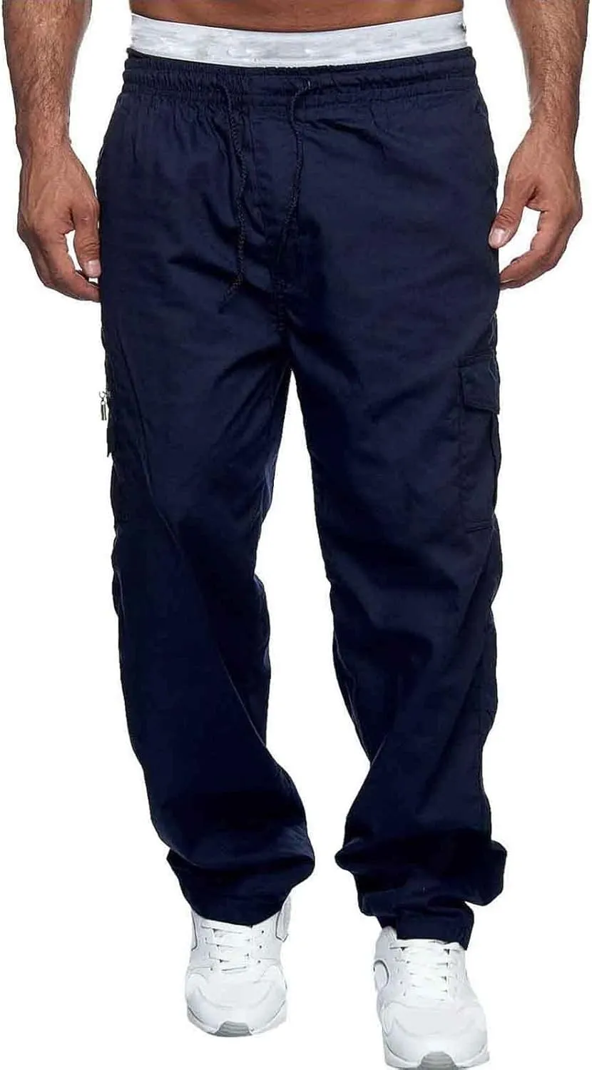 Mens Workout Cargo Sweatpants Pockets Men's Basic Active Fleece Jogger Pants Regular and Big & Tall Sizes for Workout