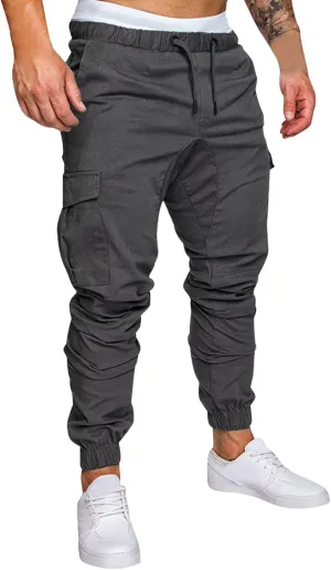 Mens Workout Cargo Sweatpants Tapered Athletic Sweatpants for Jogging Running Exercise Gym Workout Mens Zip Joggers